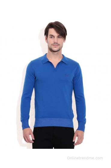 Mufti Blue Polos Neck T Shirt